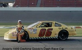 Angie with her 1999 Daytona Goody's Dash Car